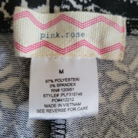 Pink Rose Holiday Tights Reindeer Print Leggings Women's Size Medium - Picture 5 of 8